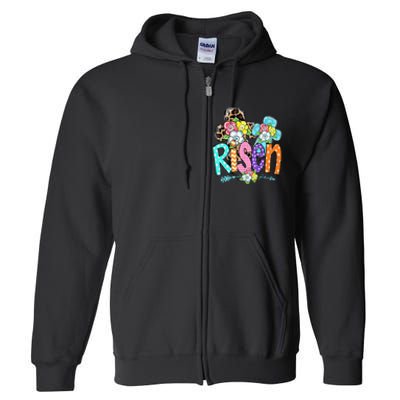 Happy Easter For Christian Girls Mom He Is Risen Leopard Full Zip Hoodie