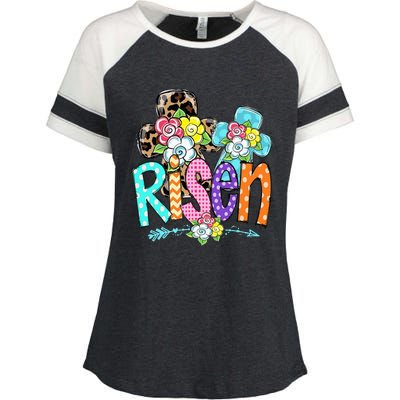 Happy Easter For Christian Girls Mom He Is Risen Leopard Enza Ladies Jersey Colorblock Tee