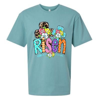 Happy Easter For Christian Girls Mom He Is Risen Leopard Sueded Cloud Jersey T-Shirt