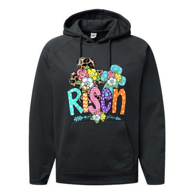 Happy Easter For Christian Girls Mom He Is Risen Leopard Performance Fleece Hoodie