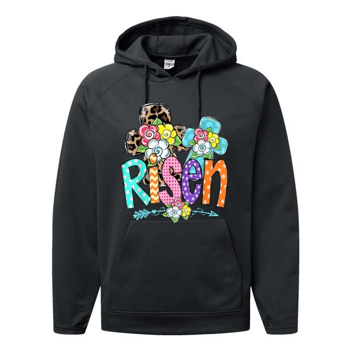 Happy Easter For Christian Girls Mom He Is Risen Leopard Performance Fleece Hoodie