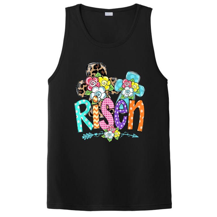 Happy Easter For Christian Girls Mom He Is Risen Leopard PosiCharge Competitor Tank