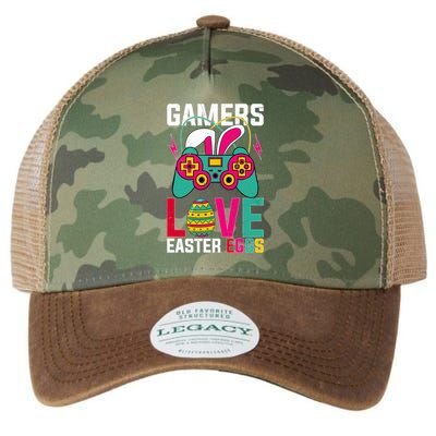 Happy Easter Gamers Love Easter Eggs Bunny Video Game Controller Legacy Tie Dye Trucker Hat