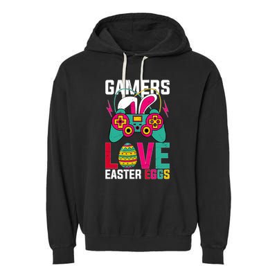 Happy Easter Gamers Love Easter Eggs Bunny Video Game Controller Garment-Dyed Fleece Hoodie