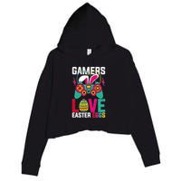 Happy Easter Gamers Love Easter Eggs Bunny Video Game Controller Crop Fleece Hoodie