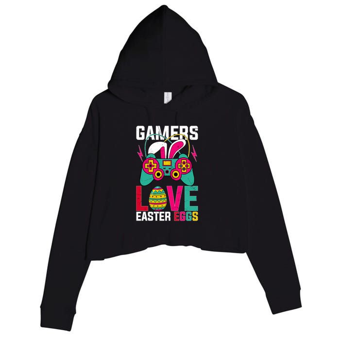 Happy Easter Gamers Love Easter Eggs Bunny Video Game Controller Crop Fleece Hoodie