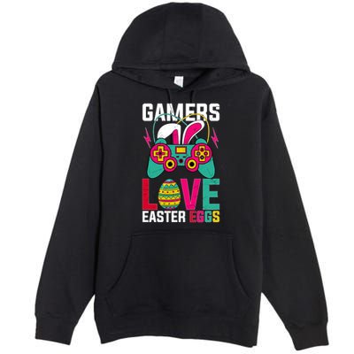 Happy Easter Gamers Love Easter Eggs Bunny Video Game Controller Premium Pullover Hoodie
