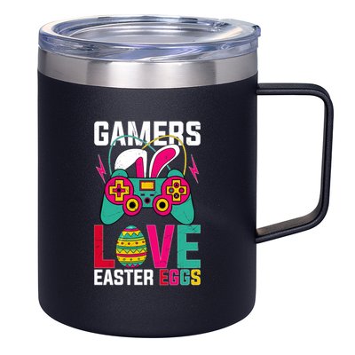 Happy Easter Gamers Love Easter Eggs Bunny Video Game Controller 12oz Stainless Steel Coffee Mug
