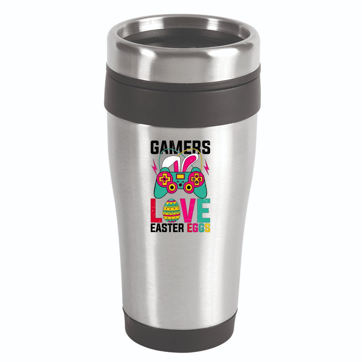 Happy Easter Gamers Love Easter Eggs Bunny Video Game Controller 16oz Travel Tumbler