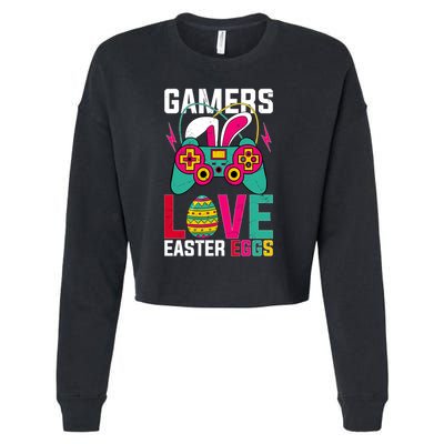 Happy Easter Gamers Love Easter Eggs Bunny Video Game Controller Cropped Pullover Crew