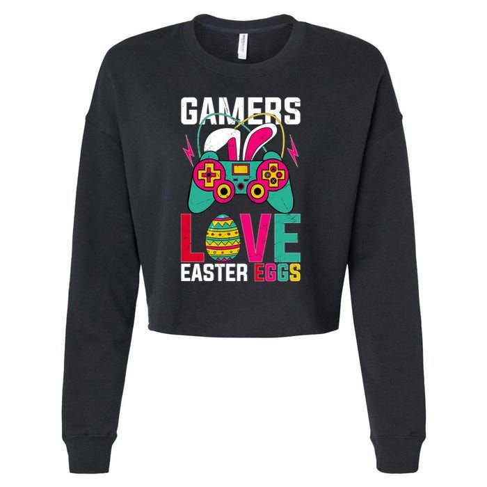 Happy Easter Gamers Love Easter Eggs Bunny Video Game Controller Cropped Pullover Crew