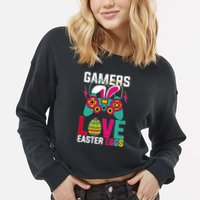 Happy Easter Gamers Love Easter Eggs Bunny Video Game Controller Cropped Pullover Crew