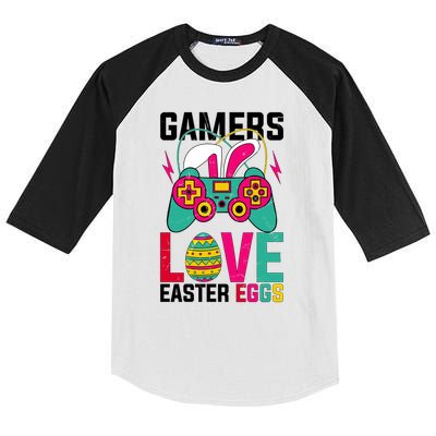Happy Easter Gamers Love Easter Eggs Bunny Video Game Controller Kids Colorblock Raglan Jersey