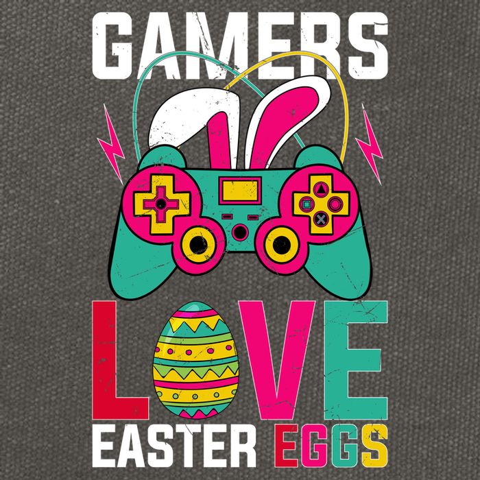 Happy Easter Gamers Love Easter Eggs Bunny Video Game Controller Cotton Canvas Backpack