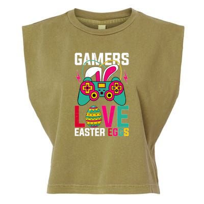 Happy Easter Gamers Love Easter Eggs Bunny Video Game Controller Garment-Dyed Women's Muscle Tee