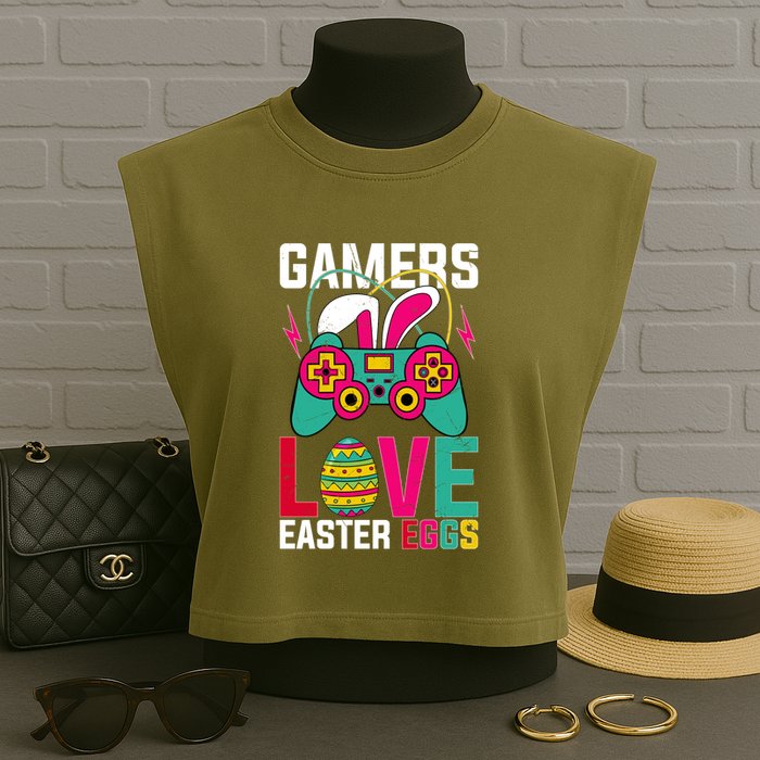 Happy Easter Gamers Love Easter Eggs Bunny Video Game Controller Garment-Dyed Women's Muscle Tee
