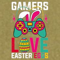 Happy Easter Gamers Love Easter Eggs Bunny Video Game Controller Garment-Dyed Women's Muscle Tee