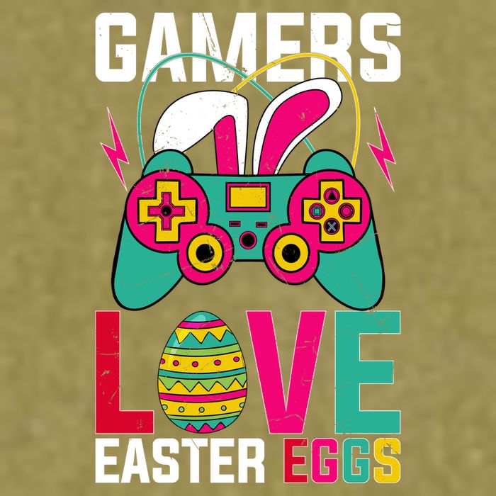 Happy Easter Gamers Love Easter Eggs Bunny Video Game Controller Garment-Dyed Women's Muscle Tee