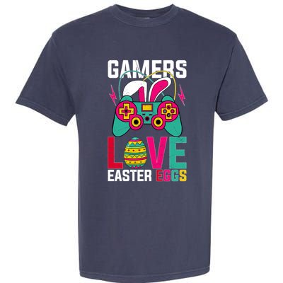 Happy Easter Gamers Love Easter Eggs Bunny Video Game Controller Garment-Dyed Heavyweight T-Shirt