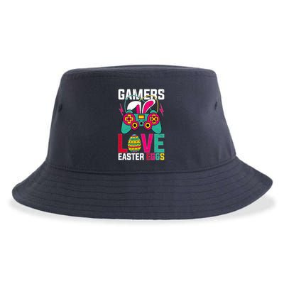 Happy Easter Gamers Love Easter Eggs Bunny Video Game Controller Sustainable Bucket Hat