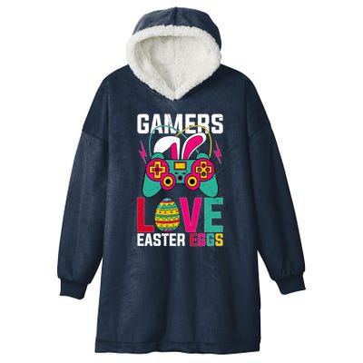 Happy Easter Gamers Love Easter Eggs Bunny Video Game Controller Hooded Wearable Blanket
