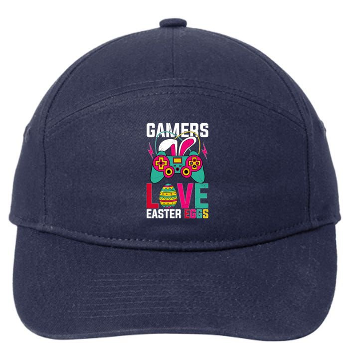 Happy Easter Gamers Love Easter Eggs Bunny Video Game Controller 7-Panel Snapback Hat