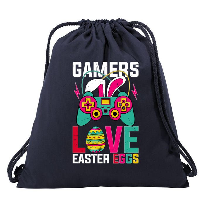 Happy Easter Gamers Love Easter Eggs Bunny Video Game Controller Drawstring Bag
