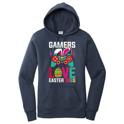 Happy Easter Gamers Love Easter Eggs Bunny Video Game Controller Women's Pullover Hoodie