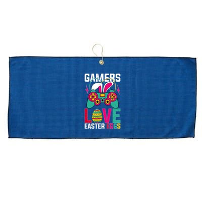 Happy Easter Gamers Love Easter Eggs Bunny Video Game Controller Large Microfiber Waffle Golf Towel