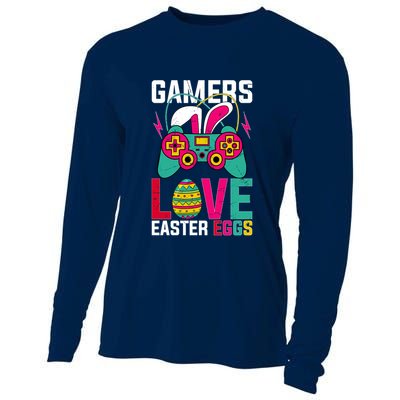 Happy Easter Gamers Love Easter Eggs Bunny Video Game Controller Cooling Performance Long Sleeve Crew