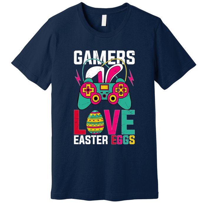 Happy Easter Gamers Love Easter Eggs Bunny Video Game Controller Premium T-Shirt