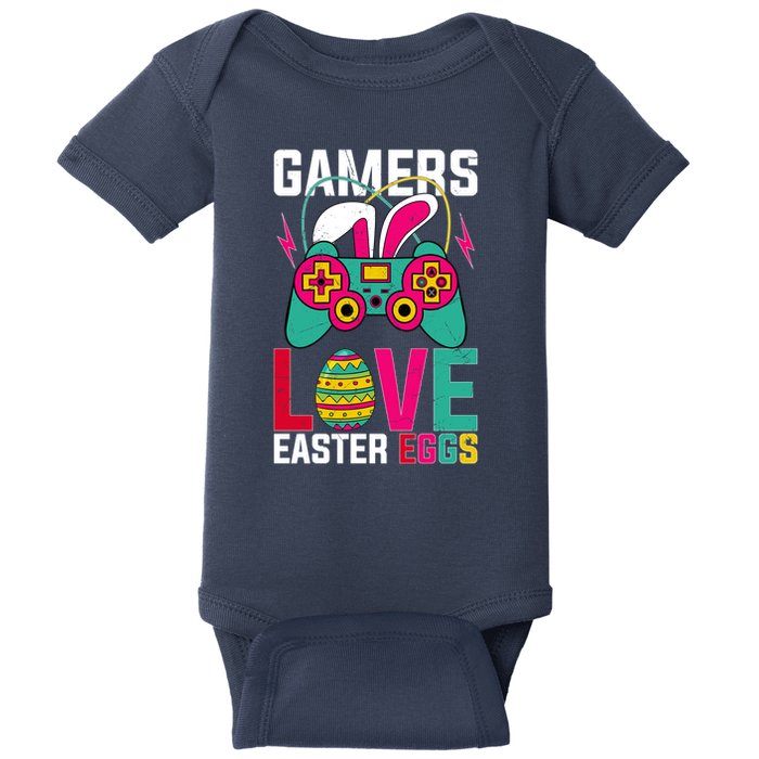 Happy Easter Gamers Love Easter Eggs Bunny Video Game Controller Baby Bodysuit