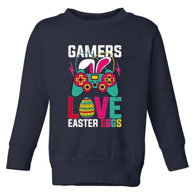 Happy Easter Gamers Love Easter Eggs Bunny Video Game Controller Toddler Sweatshirt