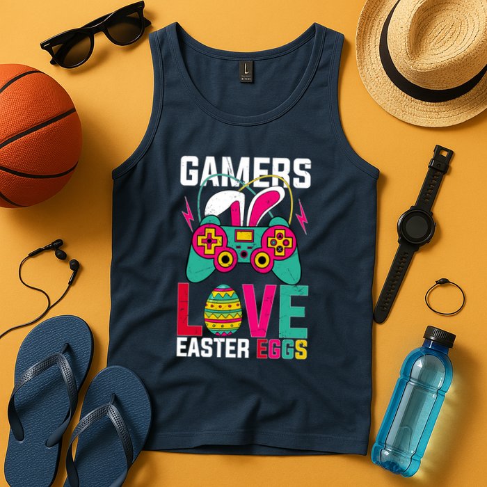 Happy Easter Gamers Love Easter Eggs Bunny Video Game Controller Tank Top