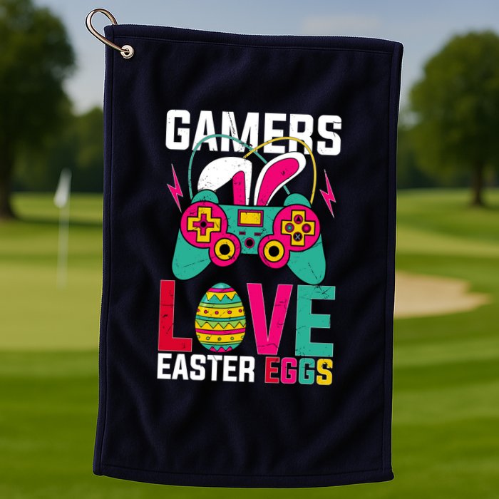 Happy Easter Gamers Love Easter Eggs Bunny Video Game Controller Golf Towel