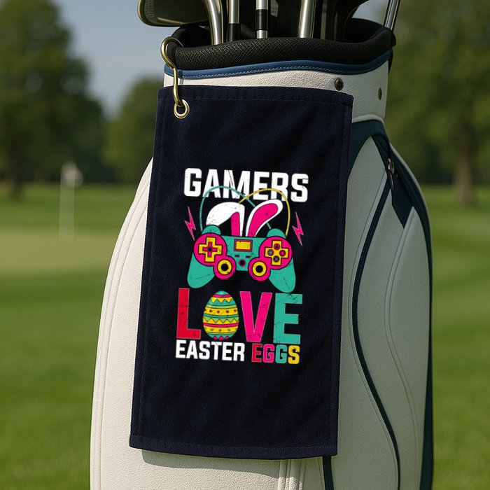 Happy Easter Gamers Love Easter Eggs Bunny Video Game Controller Golf Towel