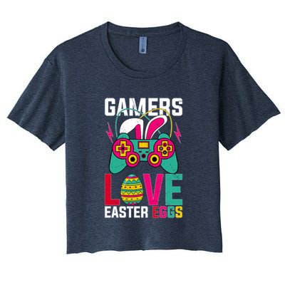 Happy Easter Gamers Love Easter Eggs Bunny Video Game Controller Crop Top