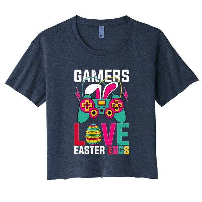 Happy Easter Gamers Love Easter Eggs Bunny Video Game Controller Crop Top