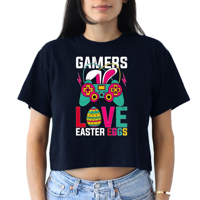Happy Easter Gamers Love Easter Eggs Bunny Video Game Controller Crop Top