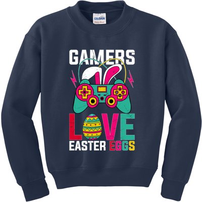 Happy Easter Gamers Love Easter Eggs Bunny Video Game Controller Kids Sweatshirt