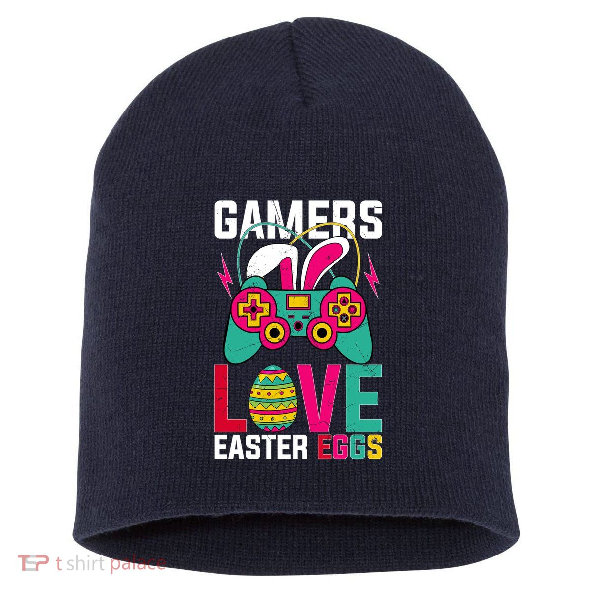 Happy Easter Gamers Love Easter Eggs Bunny Video Game Controller Short Acrylic Beanie