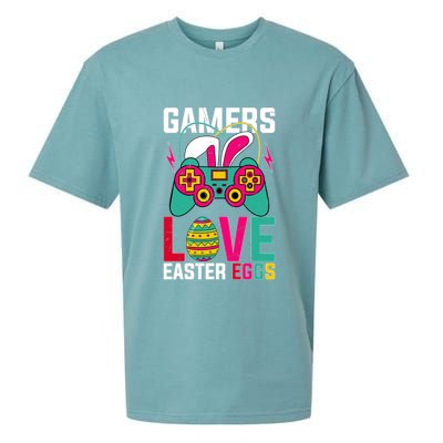 Happy Easter Gamers Love Easter Eggs Bunny Video Game Controller Sueded Cloud Jersey T-Shirt