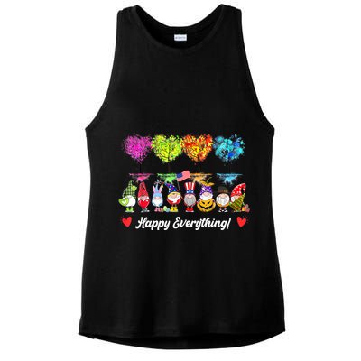 Happy Everything Gnomes Every Seasons All Year Tree Ladies PosiCharge Tri-Blend Wicking Tank