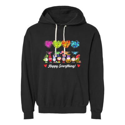 Happy Everything Gnomes Every Seasons All Year Tree Garment-Dyed Fleece Hoodie