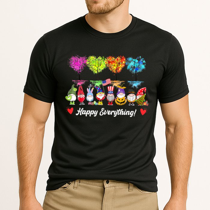 Happy Everything Gnomes Every Seasons All Year Tree Cooling Performance Crew T-Shirt
