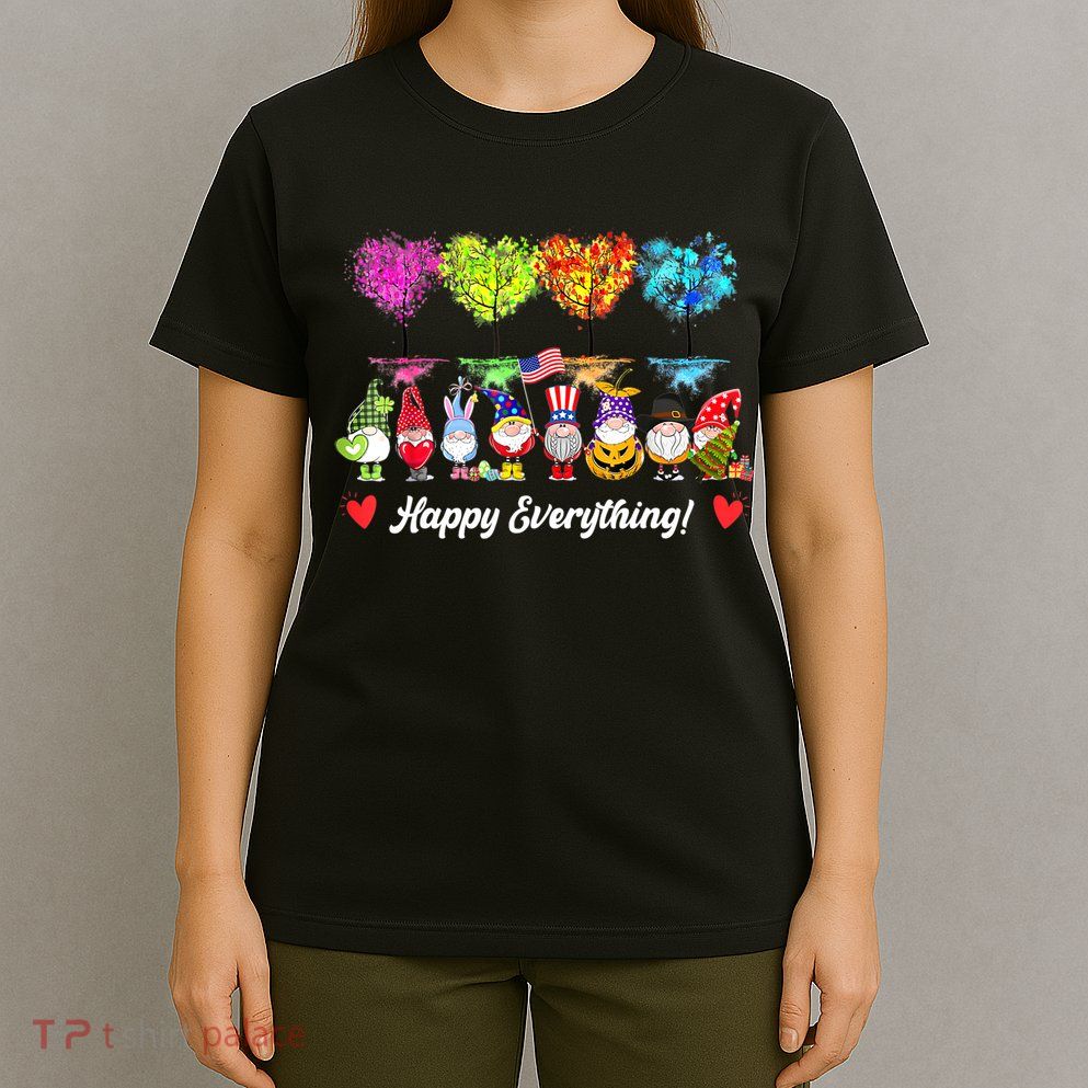 Happy Everything Gnomes Every Seasons All Year Tree T-Shirt