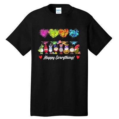 Happy Everything Gnomes Every Seasons All Year Tree Tall T-Shirt