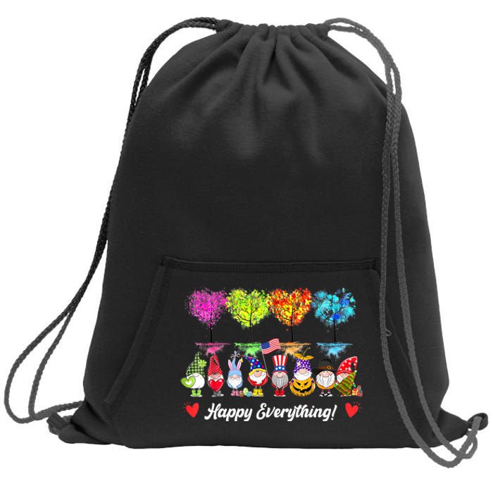 Happy Everything Gnomes Every Seasons All Year Tree Sweatshirt Cinch Pack Bag