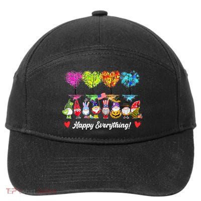Happy Everything Gnomes Every Seasons All Year Tree 7-Panel Snapback Hat