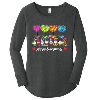 Happy Everything Gnomes Every Seasons All Year Tree Women's Perfect Tri Tunic Long Sleeve Shirt